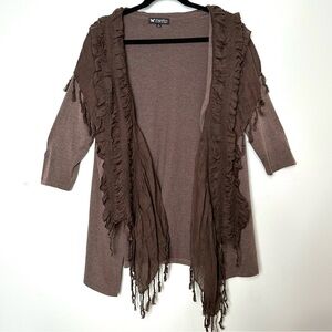 Goblincore Chocolate Brown Shawl Collar Cardigan Wrap Hobbit Earthy Lagenlook
